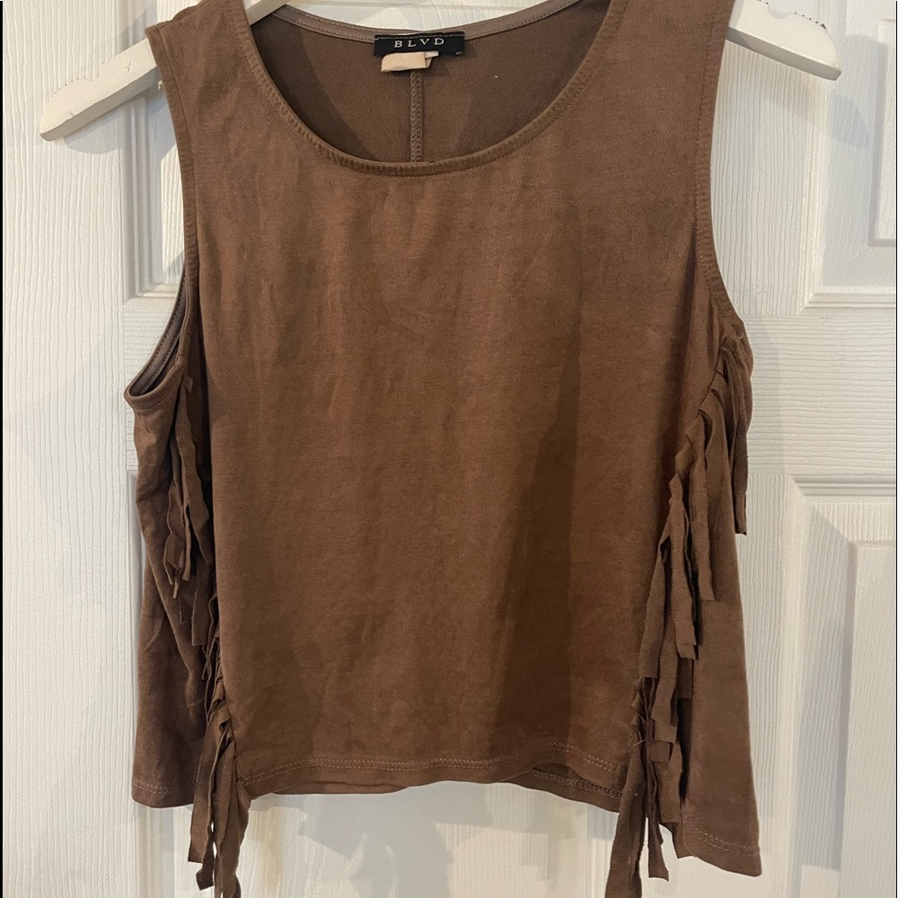 Brown soft front crop top